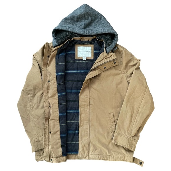 American Eagle Outfitters Other - American Eagle Brand Flannel Lined Hooded Jacket Tan L